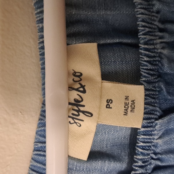 NWT-Style & Co Petite Women Denim Off and On Shoulder dress - Picture 10 of 11